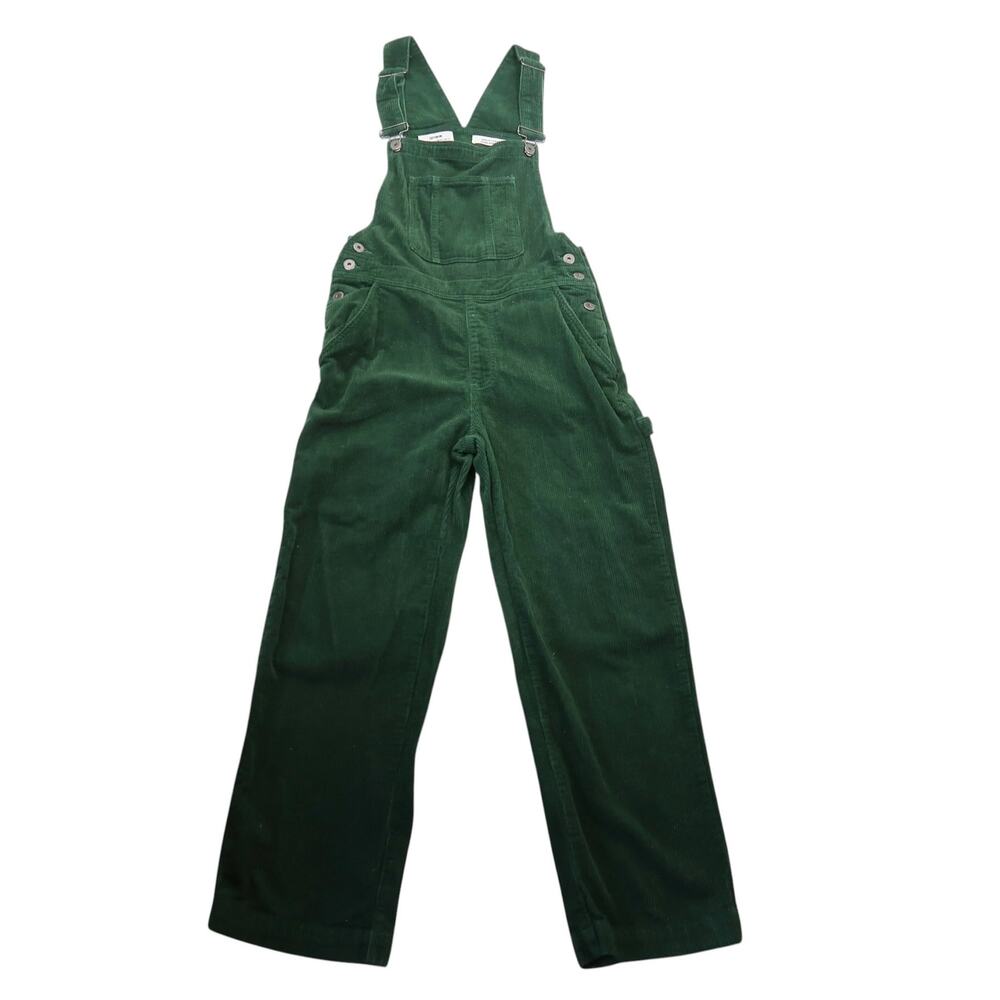 Cotton On Dark Green Corduroy Straight Leg Overalls Women's Size 6